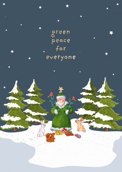 Postkarte: green peace for everyone Weihnachtsmann