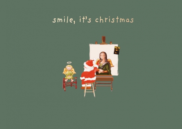 Postkarte: smile, it&#039;s christmas Mona Lisa