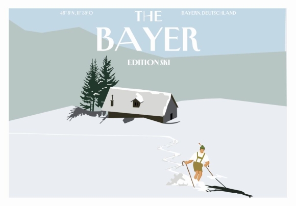 Postkarte: The Bayer - Skifahrer