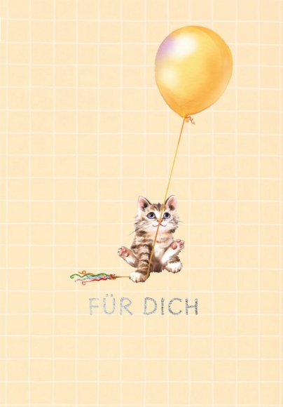 Doppelkarte: Für dich. Katze mit Ballon