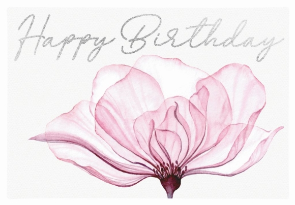 Doppelkarte: Happy Birthday - Transparente Blüten