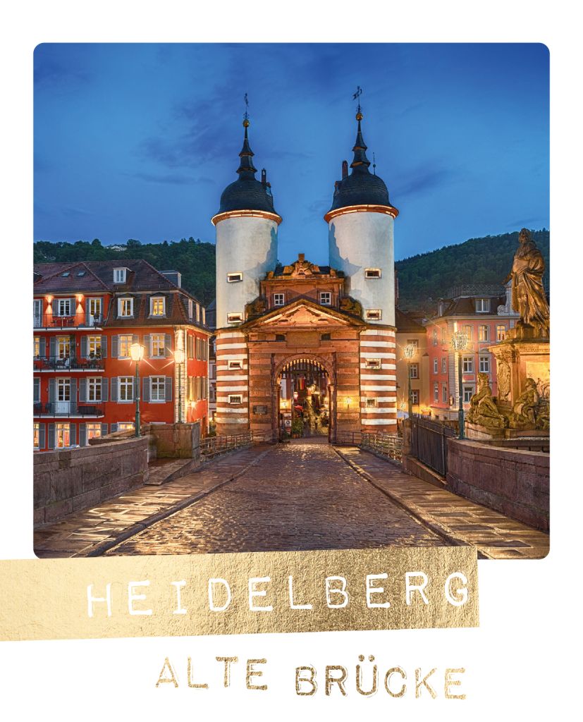 Alte Brücke und Schloss Sommertag in Heidelberg Alte Postkarte 