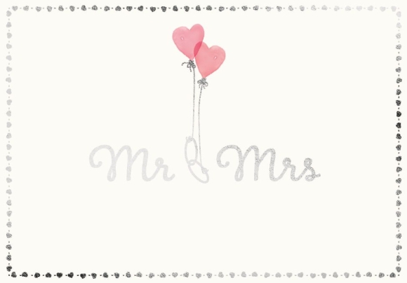 Doppelkarte: Mr &amp; Mrs - Zwei Herzluftballons