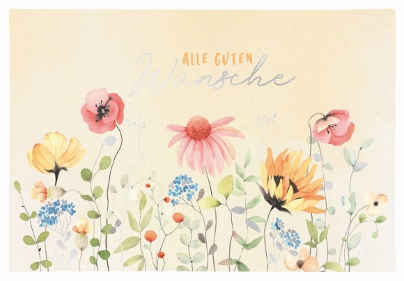 Doppelkarte: Alle Guten Wünsche - Blumenwiese