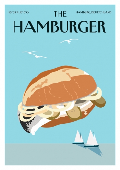 Postkarte: Fischbrötchen - The Hamburger