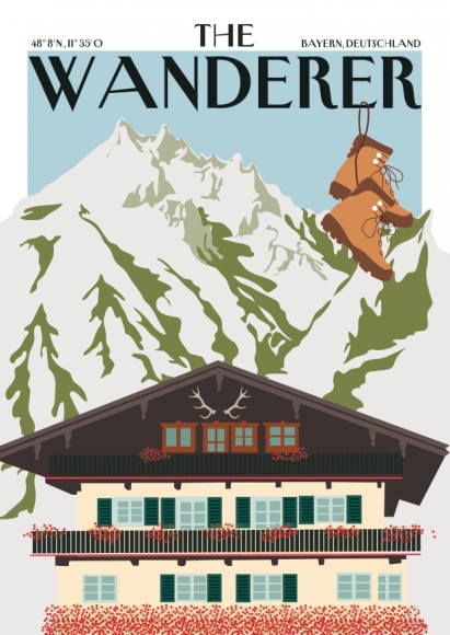 Postkarte: The Wanderer - Almhütte