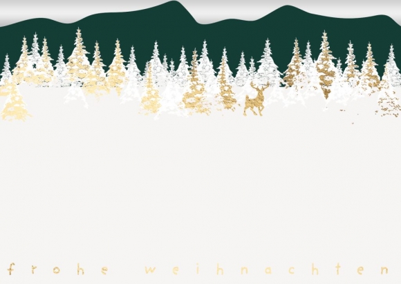 Postkarte: Frohe Weihnachten Waldlandschaft