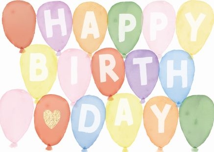 Mini-Doppelkarte: Happy Birthday - Luftballons