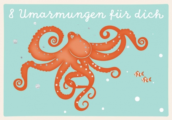 Doppelkarte: 8 Umarmungen für dich Octopus