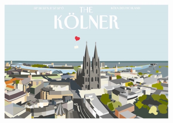 Postkarte: The Kölner - Luftbild von Köln