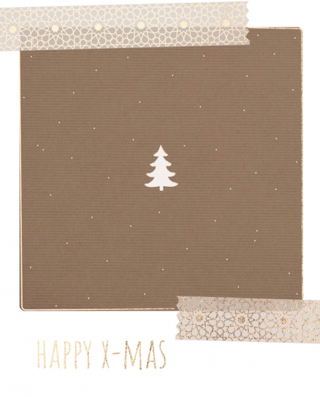 Doppelkarte: ausgestanzter Weihnachtsbaum - Happy X-Mas