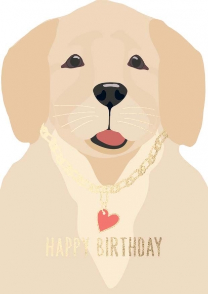 Postkarte: Happy Birthday Golden Retriever