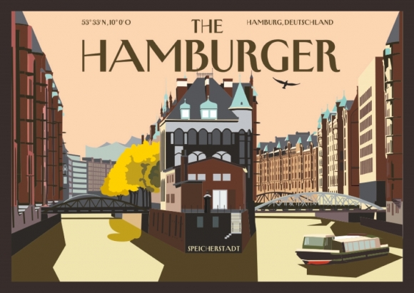 Postkarte: The Hamburger - Speicherstadt