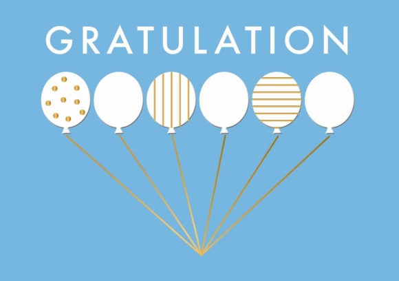 Doppelkarte: Gratulation - Luftballons