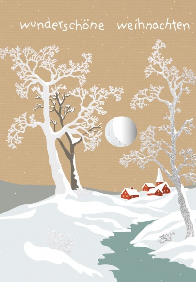 Doppelkarte: Wunderschöne Weihnachten Schneelandschaft