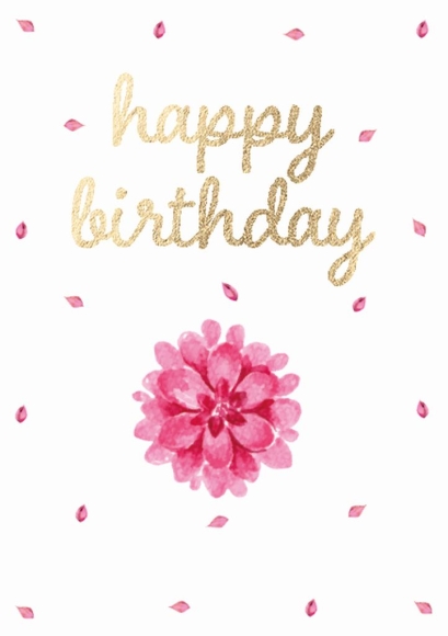 Midi-Doppelkarte: Happy Birthday - Pinke Blume