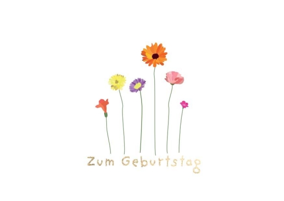 Postkarte: Zum Geburtstag - Blumen