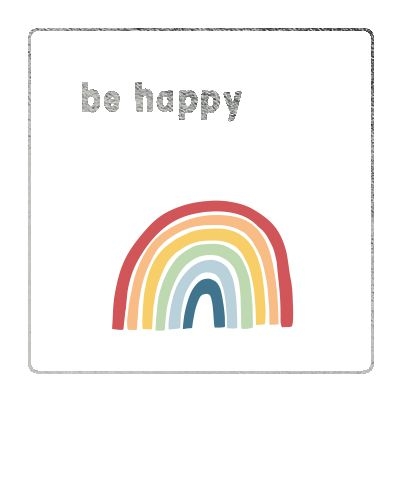 Mini-Postkarte: Be Happy Regenbogen