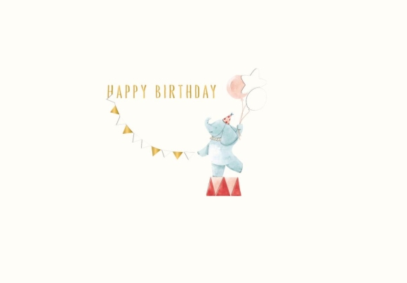 Doppelkarte: Happy Birthday - Elefant
