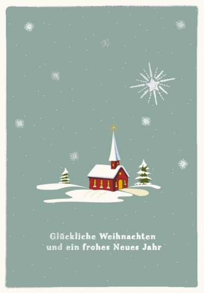 Doppelkarte: Glückliche Weihnachten und ein frohes Neues Jahr Kirche