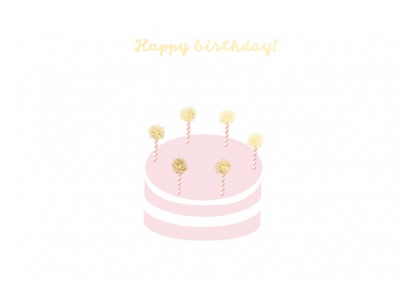 Postkarte: Happy Birthday Torte mit Kerzen