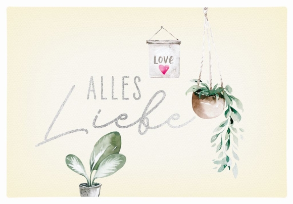 Doppelkarte: Alles Liebe - Pflanzen