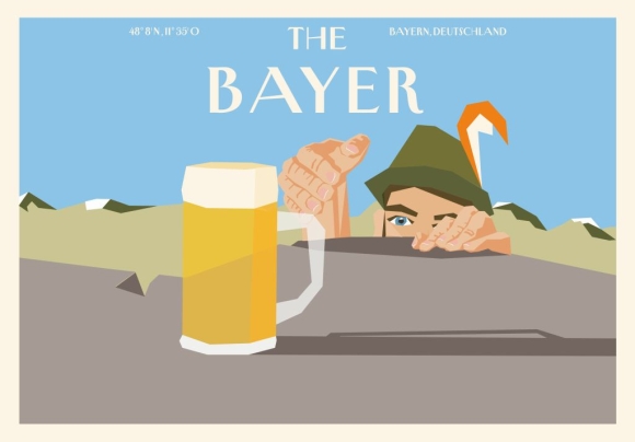 Postkarte: The Bayer - Bergsteiger greift nach Mass