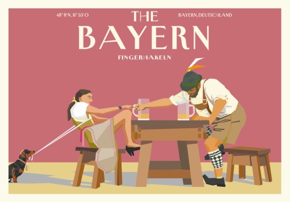 Postkarte: The Bayern - Fingerhakeln