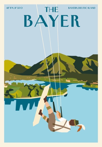 Postkarte: The Bayer - Kitesurfer