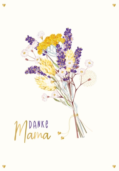 Doppelkarte: Danke Mama - Blumenstrauß