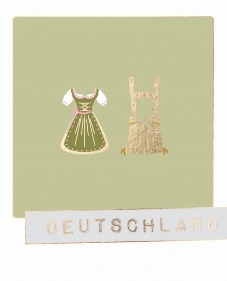 Postkarte: Deutschland Dirndl - Lederhose.