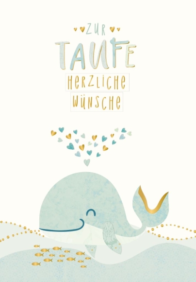 Doppelkarte: Zur Taufe Herzliche Wünsche - Wal