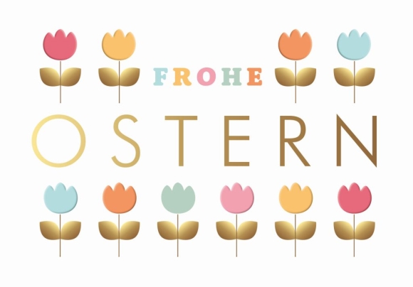Doppelkarte: Frohe Ostern - Tulpen