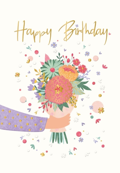 Doppelkarte: Happy Birthday - Blumenstrauß