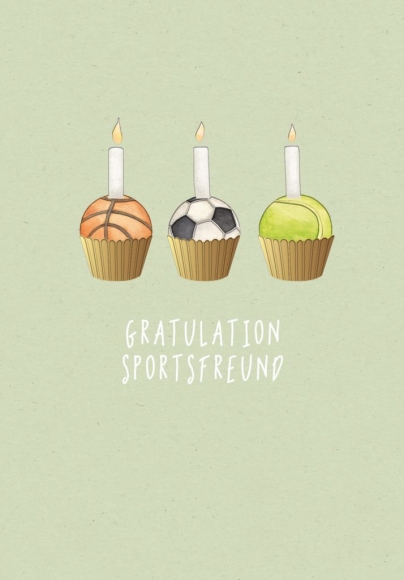 Doppelkarte: Gratulation Sportsfreund - Cupcakes