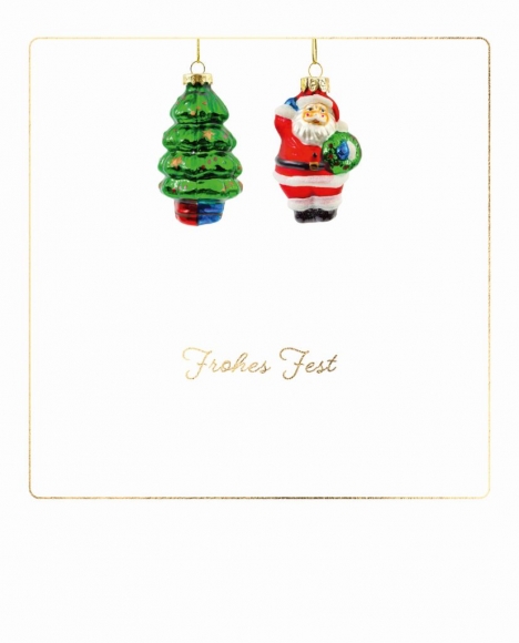 Postkarte: Frohes Fest - Weihnachtsbaumschmuck