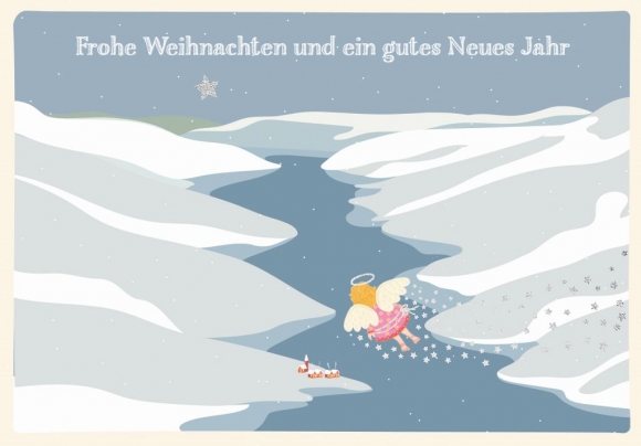 Doppelkarte: Frohe Weihnachten und ein gutes Neues Jahr Fliegender Engel