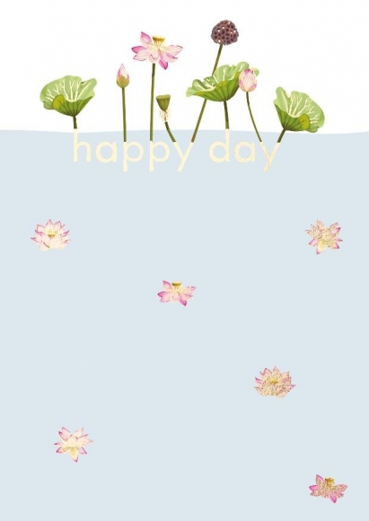 Postkarte: Happy Day Seerosen
