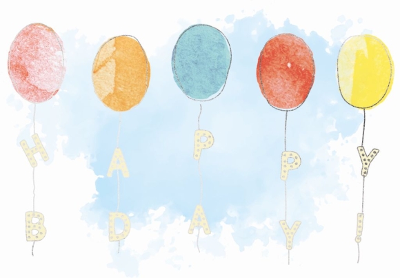 Doppelkarte: Happy BDay! Luftballons
