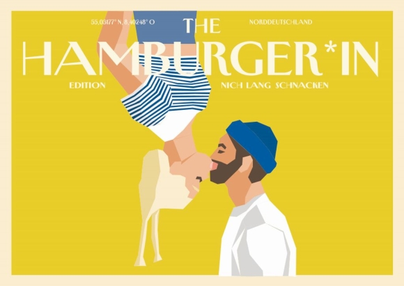 Postkarte: The Hamburger*in - Kuss