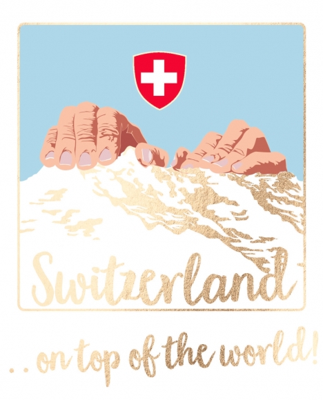 Postkarte: Switzerland. On top of the world!