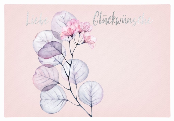 Doppelkarte: Liebe Glückwünsche - Blüten und Blätter
