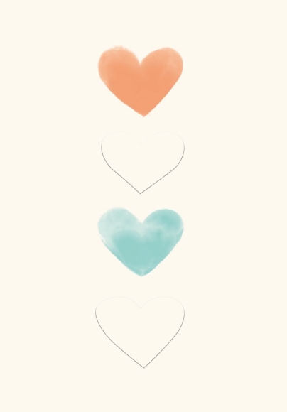 Doppelkarte: Vier Herzen
