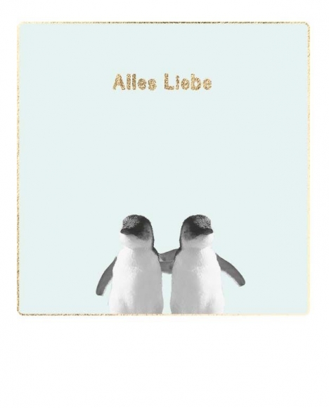 Postkarte: Alles Liebe Pinguine