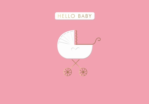Doppelkarte: Hello Baby - Kinderwagen