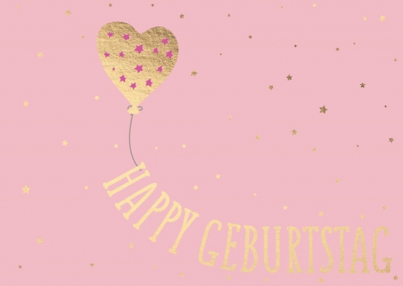 Postkarte: Happy Geburtstag - Herzballon