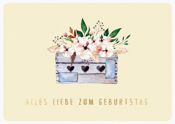 Postkarte: Alles Liebe zum Geburtstag - Blumenkasten