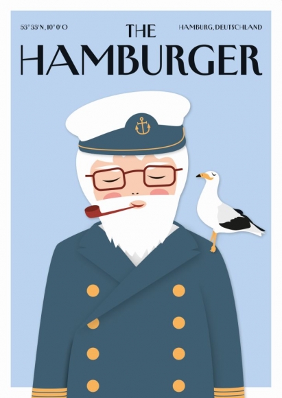 Postkarte: The Hamburger - Kapitän