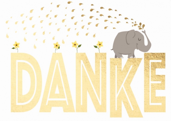 Postkarte: Danke - Elefant