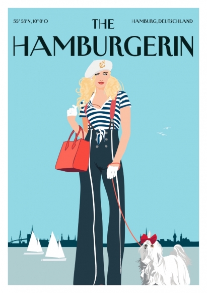 Postkarte: The Hamburgerin